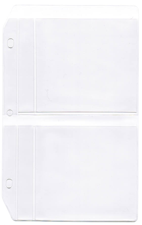BINDER PAGE WITH 0.25" DROP - EXTERNAL DIMENSIONS 5.3750" x 8.5000" - OPEN ON SHORT SIDE - WITH FEATHER EDGE AND ROUND CORNERS- WITH 0.625" BINDING EDGE- I.D. 4.6875" X 8.3750" WITH THREE HOLES IN BINDING EDGE SPACED 2.875" APART