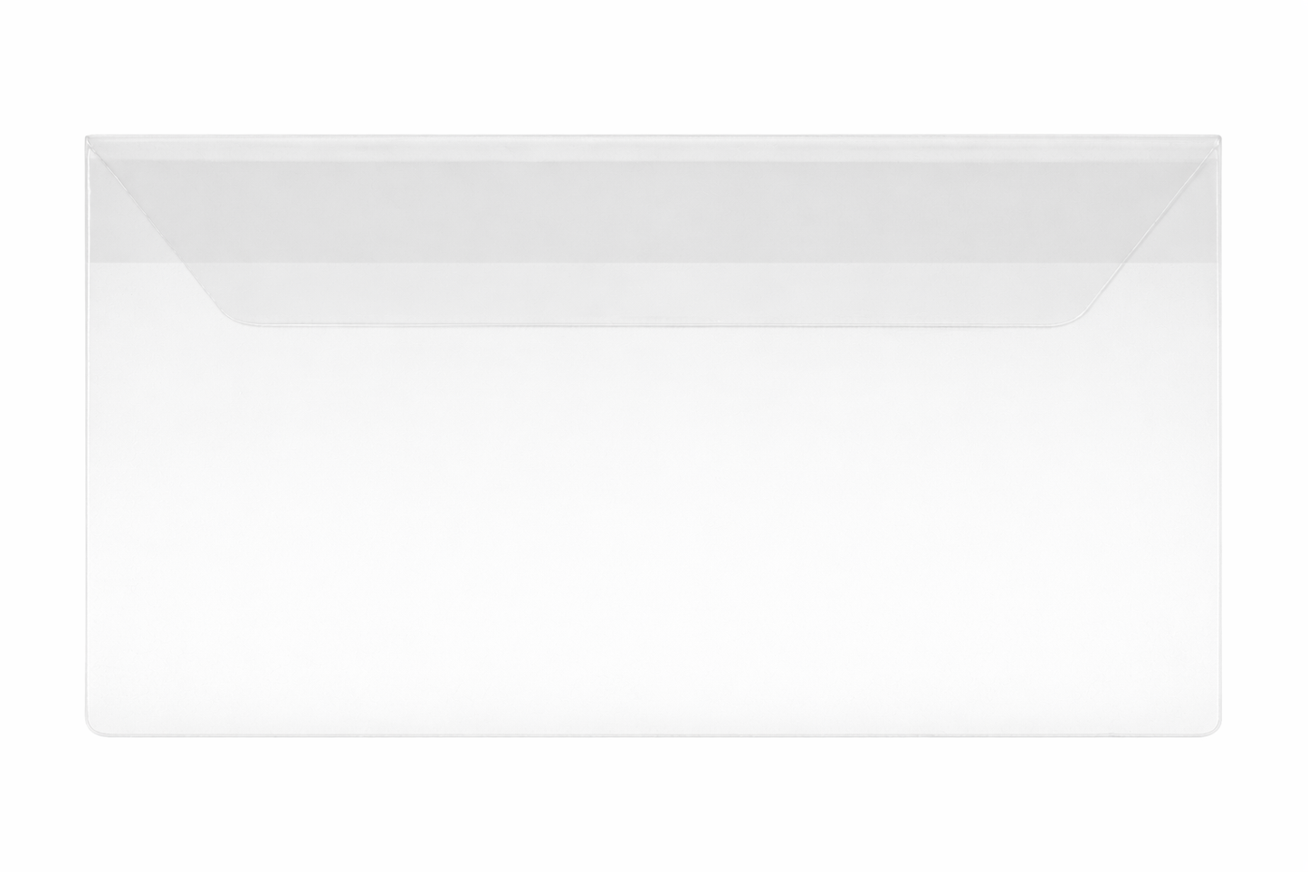 Clear Vinyl Pouch with Flap and Strap - Open on Long Side with 0.25" Drop - External Dimensions 12.5" x 19"