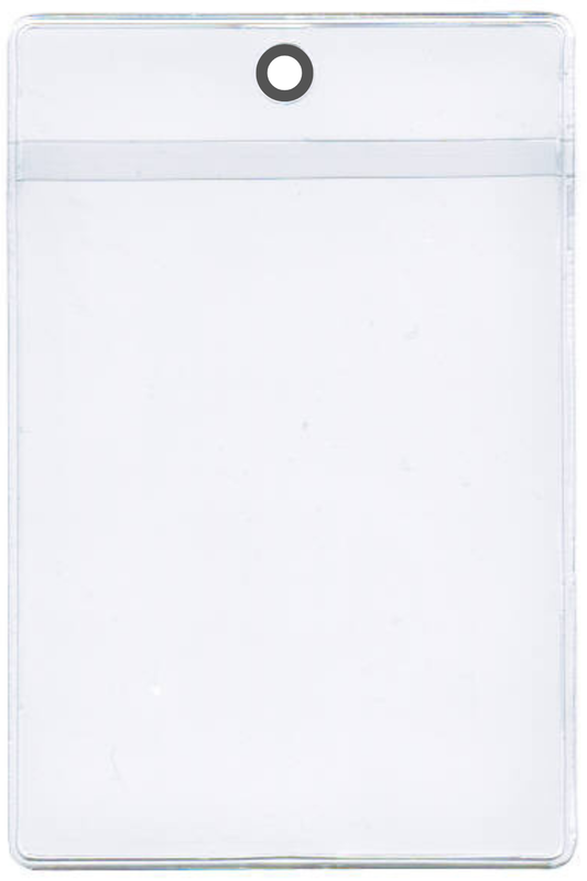 Job Ticket Holder with Eyelet with 0.75" Drop - External Dimensions 3.625" x 6" - Open on Short Side (Portrait)
