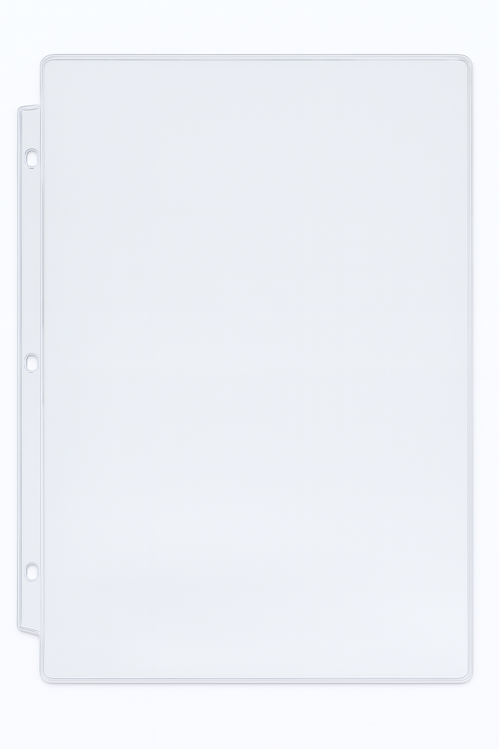 Binder Page with Standard 3 Ring Binder Hole Pattern - with 0.25" Drop - External Dimensions 9.3125" x 11.5" - Open on Short Side (Portrait)