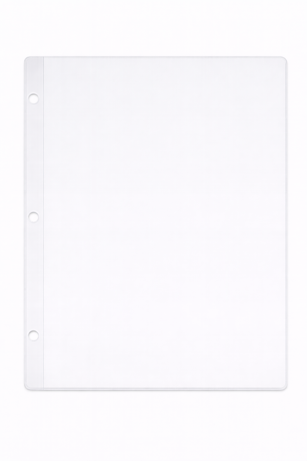 Binder Page with Standard 3 Ring Binder Hole Pattern - with 0.25" Drop - External Dimensions 9.3125" x 11.5" - Open on Short Side (Portrait)