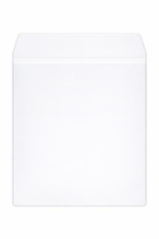 Clear Vinyl Pouch with 2.5" Flap - Open on Short Side with 0.25" Drop - External Dimensions 10.625" x 12"