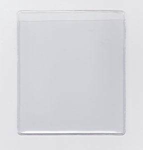 Vinyl Sleeve with Adhesive Back with 0.25" Drop - External Dimensions 3.2500" x 3.5000" - Open on Short Side (Portrait)